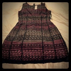 Lace overlay dress pink and black